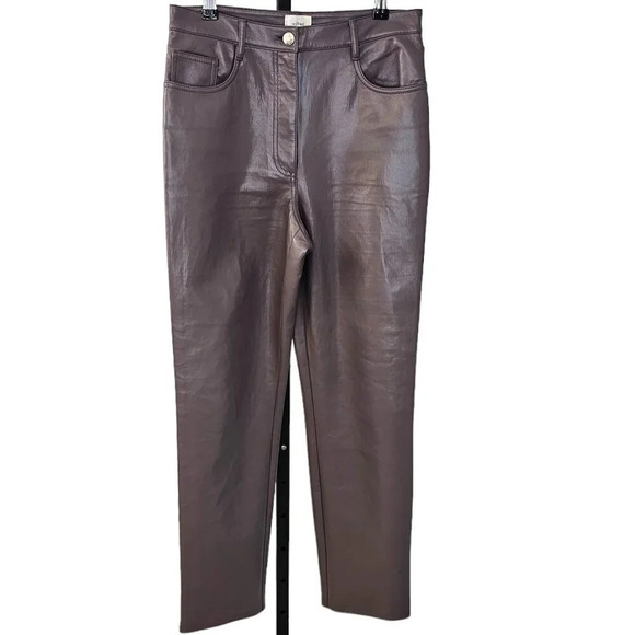 Aritzia Wilfred The Melina Pant Size 6 High Rise  Straight Leg Vegan Leather - Picture 1 of 8